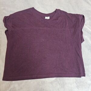 Divided H&M Women's Cropped Tshirt Large Maroon Solid Y2K 90s Vintage
